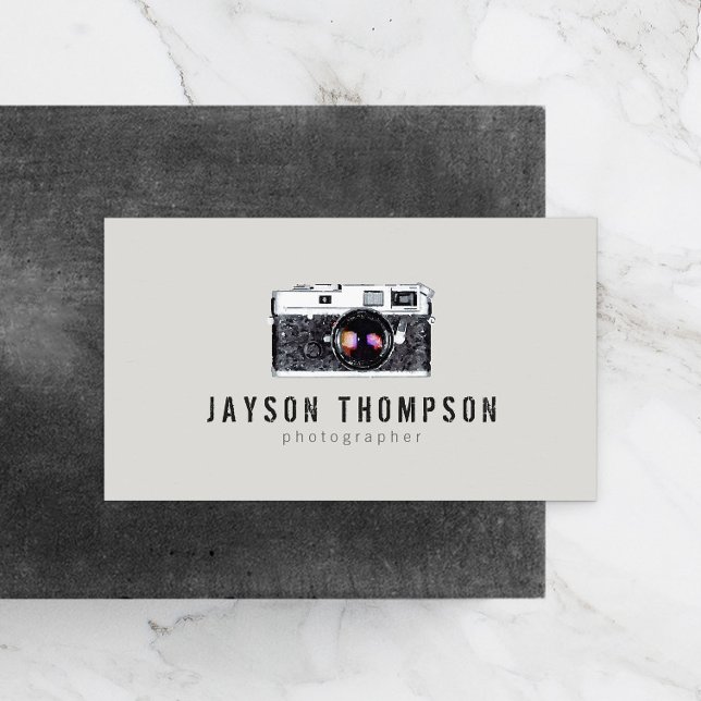 Photographer Vintage Camera Illustration Logo II Business Card (Creator Uploaded)