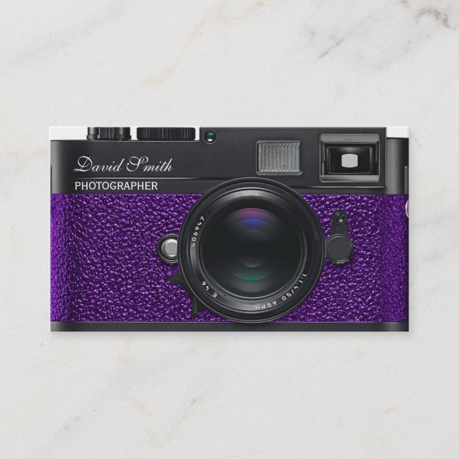 Photographer violet Business Double bed card (Front)