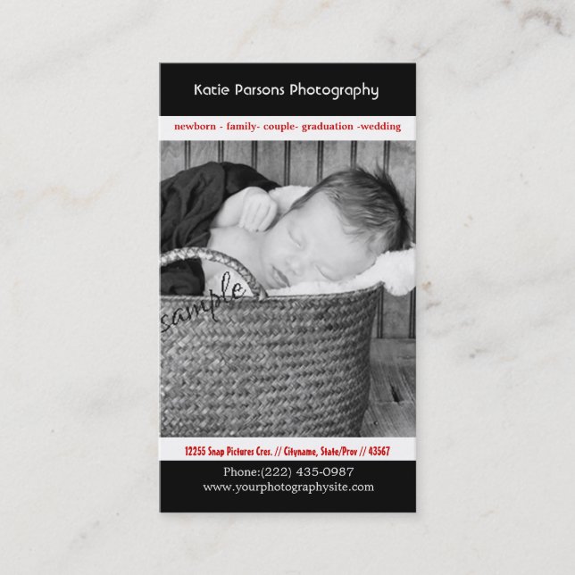 Photographer with Large Sample Photo Business Card (Front)