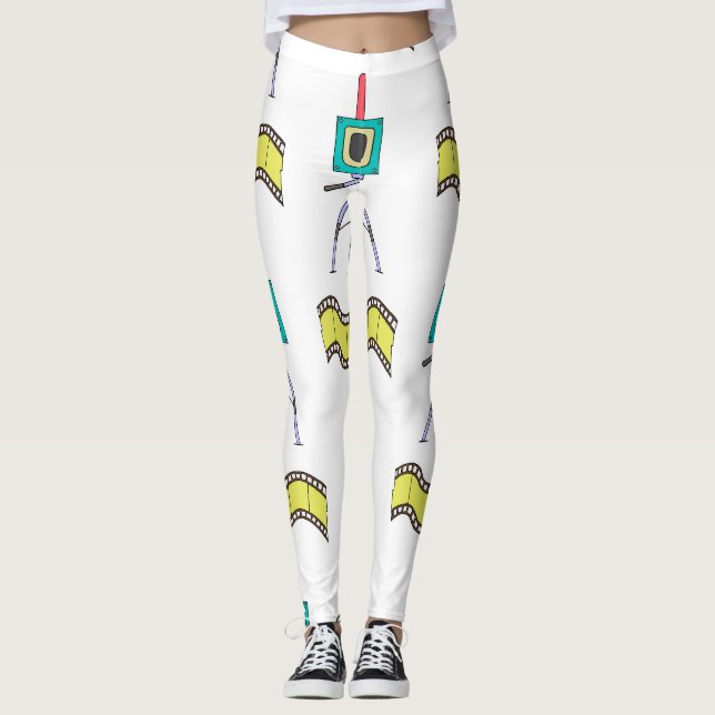 Photographic Journey: Vintage Camera Pattern Leggings (Front)