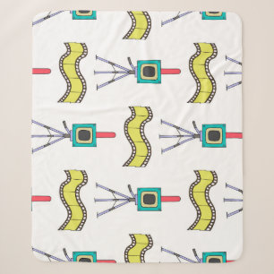 Photographic Journey: Vintage Camera Pattern Sherpa Blanket