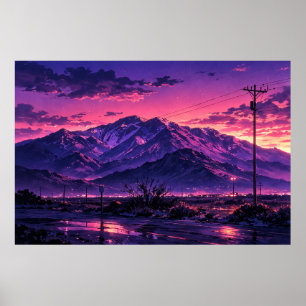 Photographic Landscape Neon Art Edited (HG) Poster
