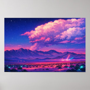 Photographic Landscape Neon Art Edited Poster