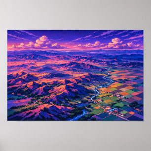 Photographic Landscape Neon Art Edited Poster