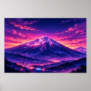 Photographic Landscape Neon Art Edited Poster