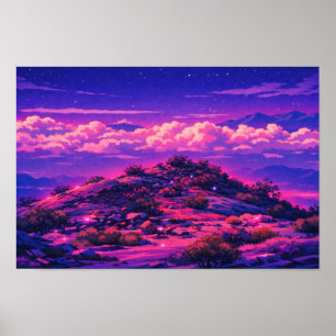 Photographic Landscape Neon Art Edited Poster