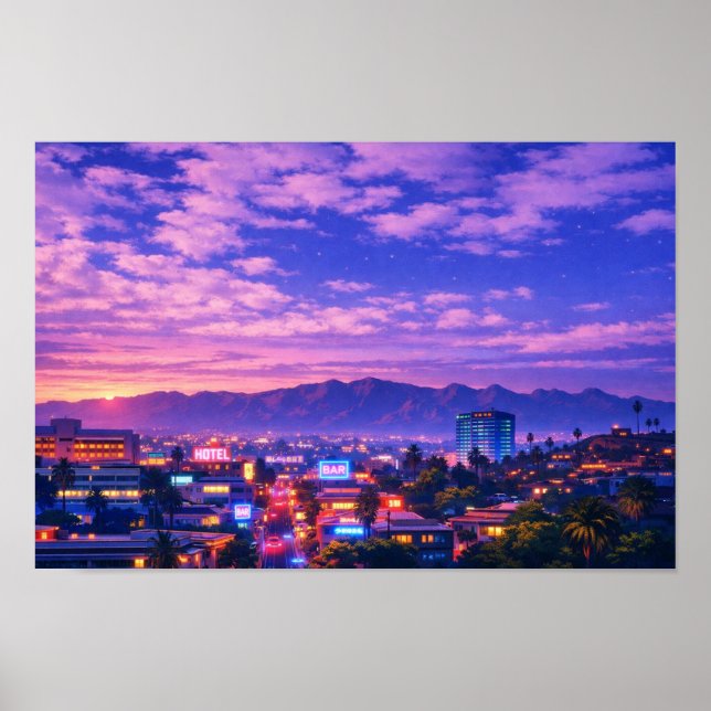 Photographic Landscape Neon Art Edited Poster (Front)