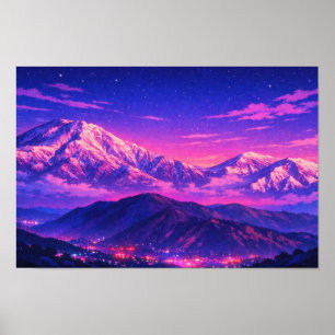 Photographic Landscape Neon Art Edited Poster