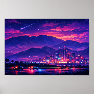 Photographic Landscape Neon Art Edited Poster
