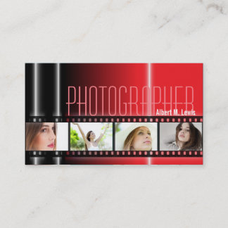 Photography 35mm Film Photo Business Card Red