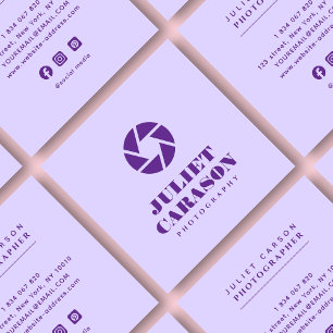 Photography Bold Typography Lilac Purple  Square Business Card