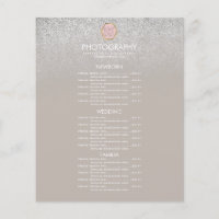 Photography Business Silver Glitter Your Logo Menu