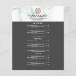 Photography Business Your Logo Grey Marble Menu