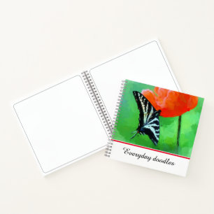 Photography Butterfly Poppy Spiral Notebook