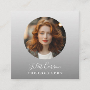Photography Calligraphy Script Circle Photo Square Business Card