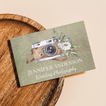 Photography Camera Business Card<br><div class="desc">This card is designed with a watercolor camera and white flowers on one side,  and standard white on the back. Personalize with your personal information to create your one of a kind business card!</div>