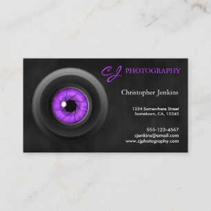 Photography Camera Lens Amethyst Eye Business Card