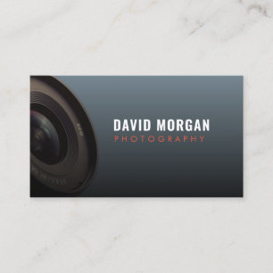 Photography Camera Lens Dusty Blue Business Card