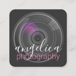 Photography Camera Lens Square Business Card