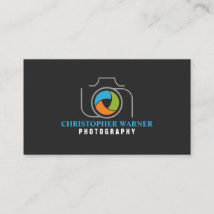 Photography Camera Shutter Green Orange Blue Grey Business Card
