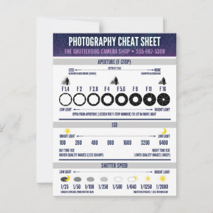 Photography Cheat Sheet Custom Advice Card