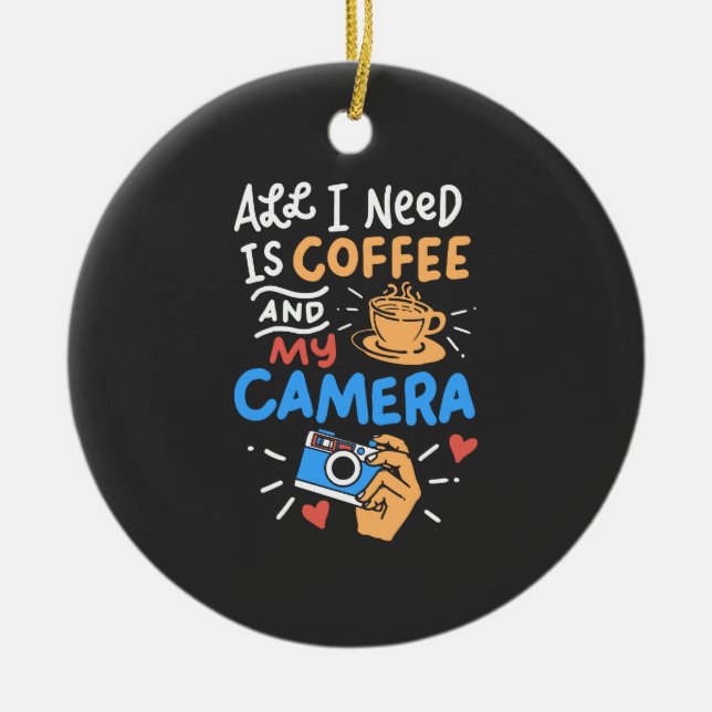 Photography - Coffee And Camera Ceramic Tree Decoration (Front)