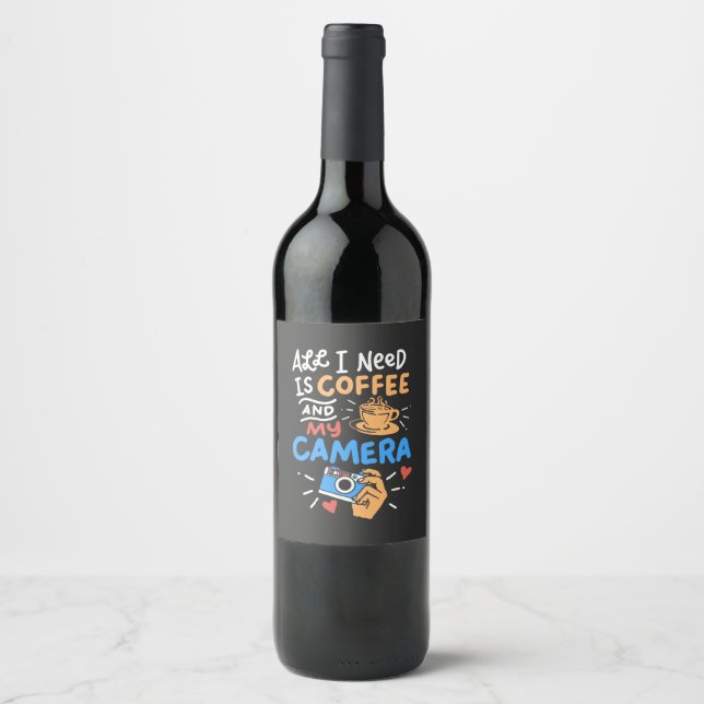Photography - Coffee And Camera Wine Label (Front)