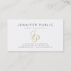Photography Elegant Photographer Gold Monogram Business Card