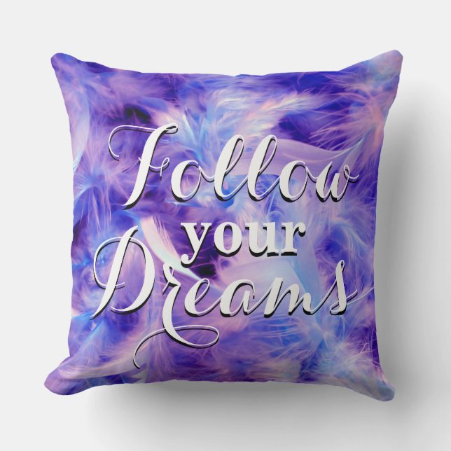 Photography - feathers blue violet + your ideas cushion (Front)