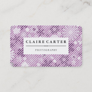 Photography Floral Diagonal Stripes Business Card