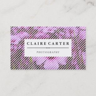 Photography Floral Diagonal Stripes Business Card