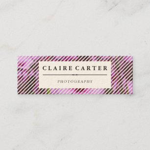 Photography Floral Diagonal Stripes Mini Business Card