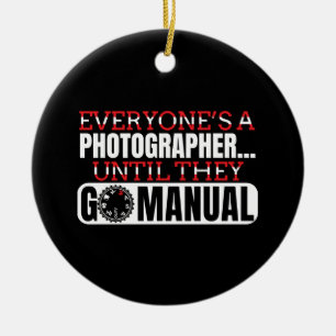 Photography - Go Manual Camera Settings Quote Ceramic Tree Decoration