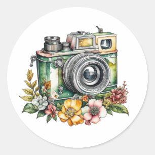 Photography Graphics and Quote   Vintage Camera Classic Round Sticker