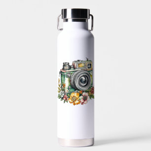 Photography Graphics and Quote   Vintage Camera Water Bottle