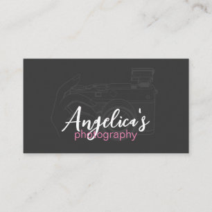 Photography Holding Camera Line Drawing Business Card