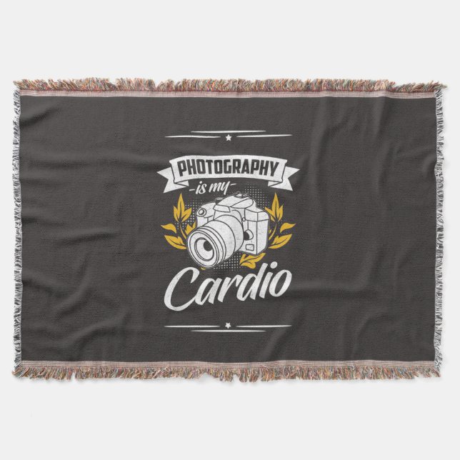 Photography Is My Cardio Throw Blanket (Front)