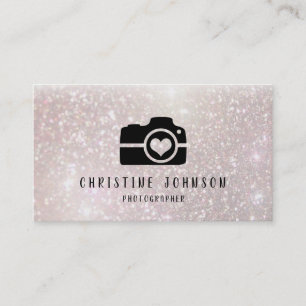 photography logo on faux glitter business card