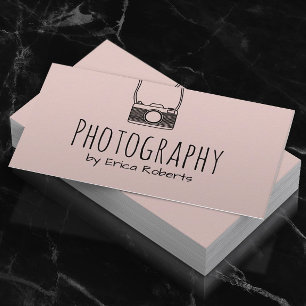 Photography Minimalist Camera Blush Pink Business Card