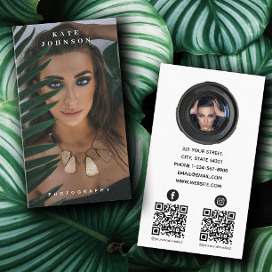 Photography Minimalist Social Media 2 QR Code Business Card
