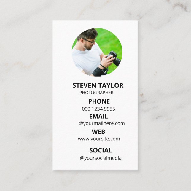 Photography Modern Minimal Simple Photo Business Card (Front)