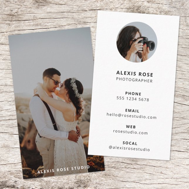 Photography Modern Minimal Simple Photo Business Card (Modern minimalist white photography business card by Guava - clean, simple and easily customizable)