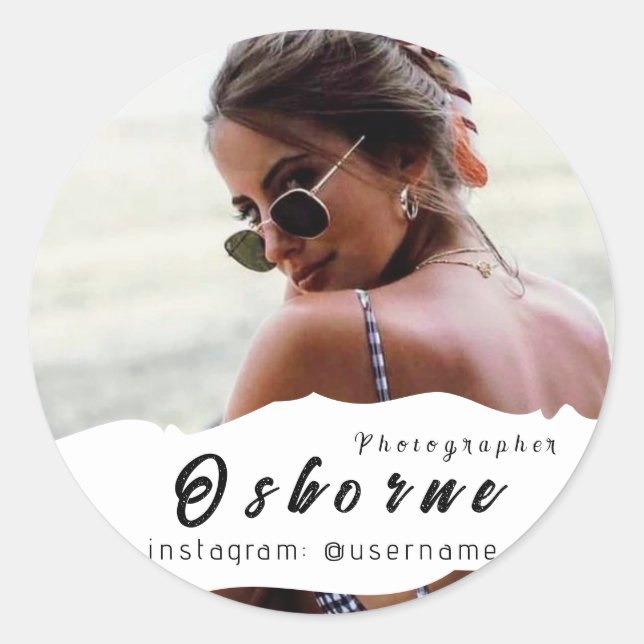 Photography Modern Minimal Simple Photo Classic Ro Classic Round Sticker (Front)