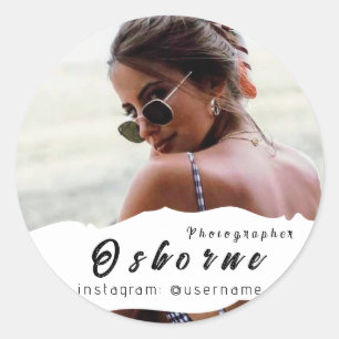 Photography Modern Minimal Simple Photo Classic Ro Round Sticker