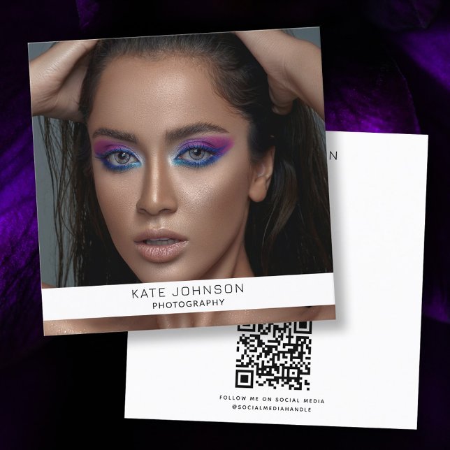 Photography Modern Photo QR Code Photographer Square Business Card (Photography Modern Photo QR Code Photographer Square Business Card)