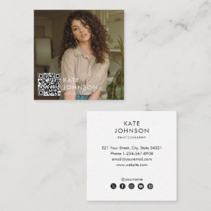 Photography Modern Photo QR Code Social Media Square Business Card