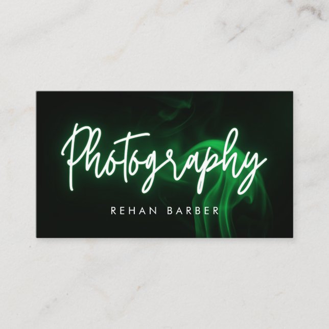 Photography Neon Green  Business Card (Front)