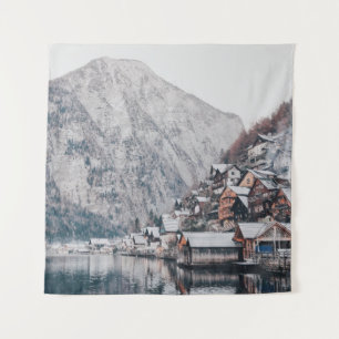 PHOTOGRAPHY OF HOUSE BESIDE BODY OF WATER TAPESTRY