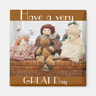 Photography of Vintage Toys, Bears, Rabbit, Doll Magnet