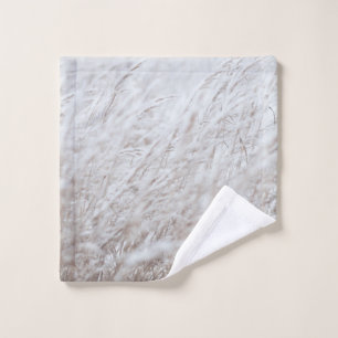 Photography of white grass field wash cloth